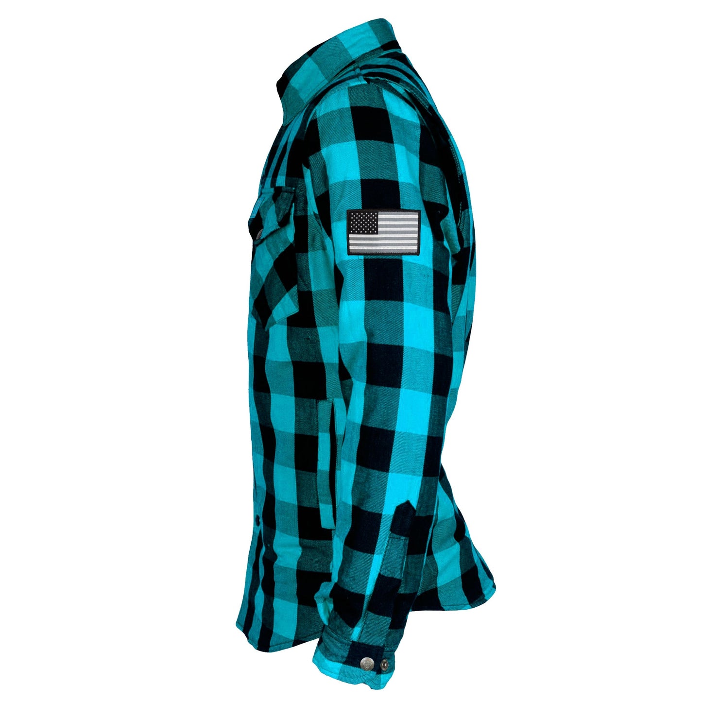 Protective Flannel Shirt - Aqua Blue Checkered