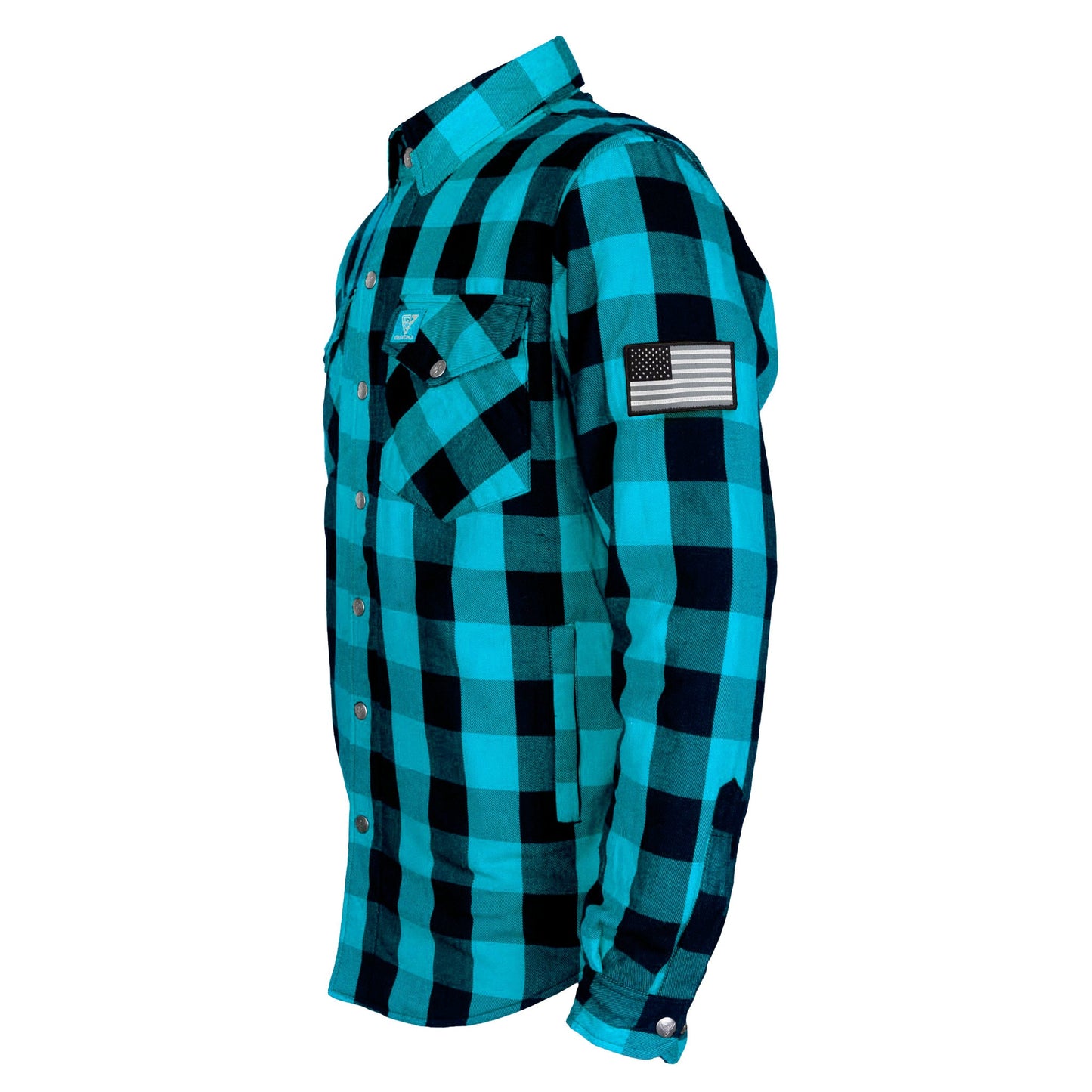 Protective Flannel Shirt - Aqua Blue Checkered