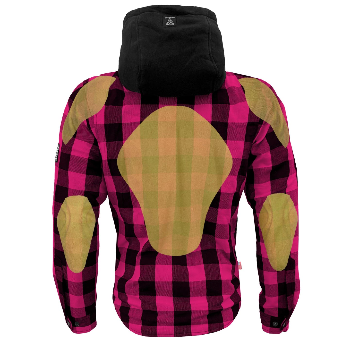 Protective Flannel Hoodie For Men - Pink and Black Checkered