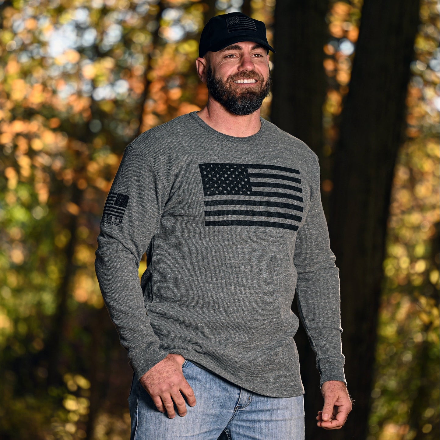 Men's American Flag Long Sleeve Patriotic Thermal
