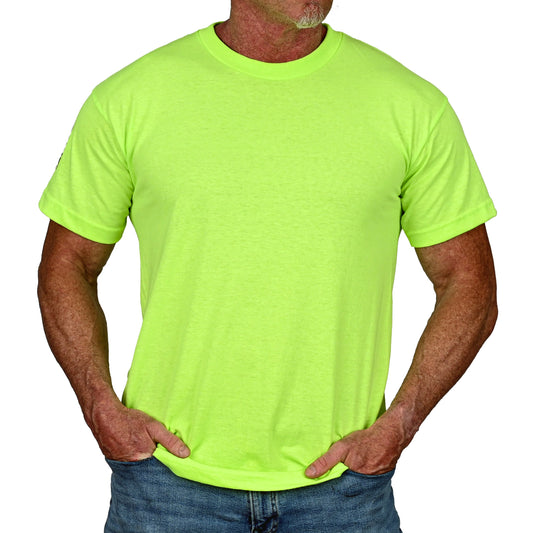 Men's Basic Hi-Vis Green Patriotic Work Shirt