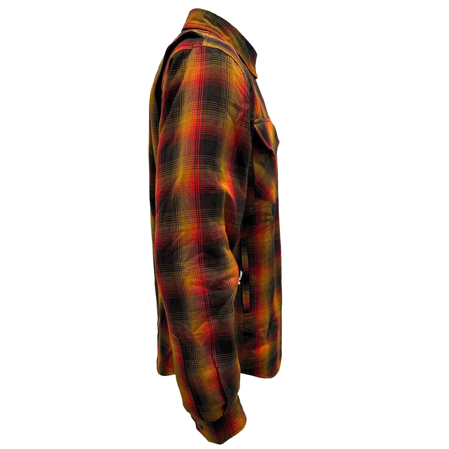 Protective Flannel Shirt For Men - Flame Orange Black Red Plaid