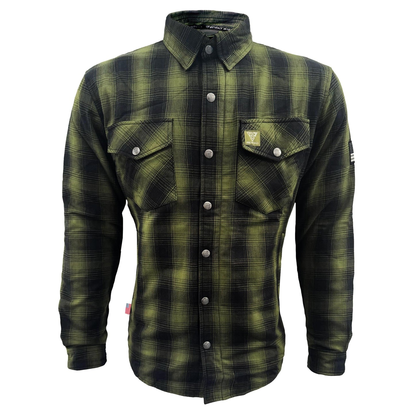 Protective Flannel Shirt For Men - Green and Black Plaid
