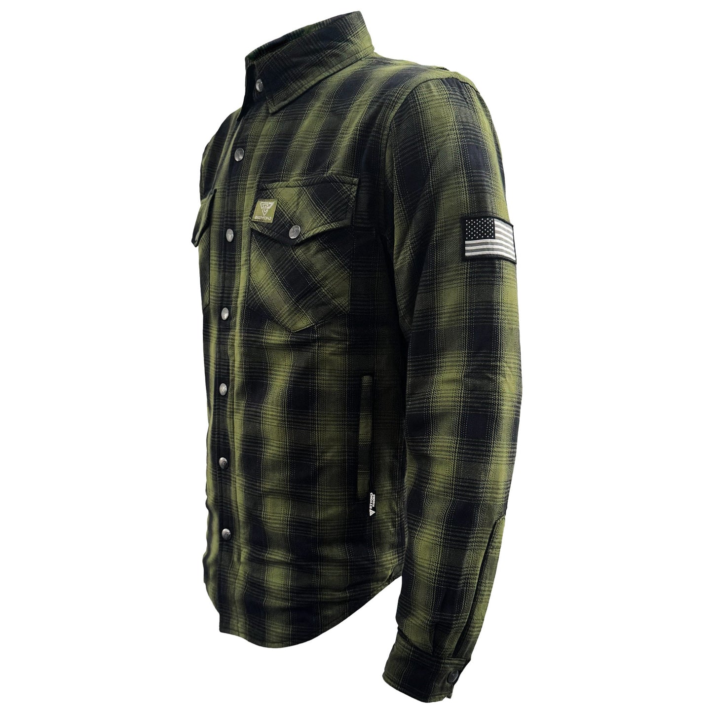 Protective Flannel Shirt For Men - Green and Black Plaid