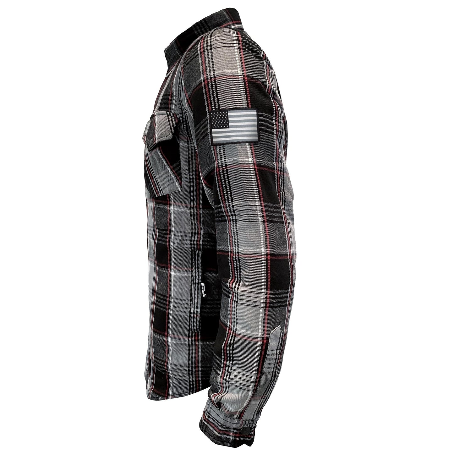 Protective Flannel Shirt For Men - Grey Black Red Checkered