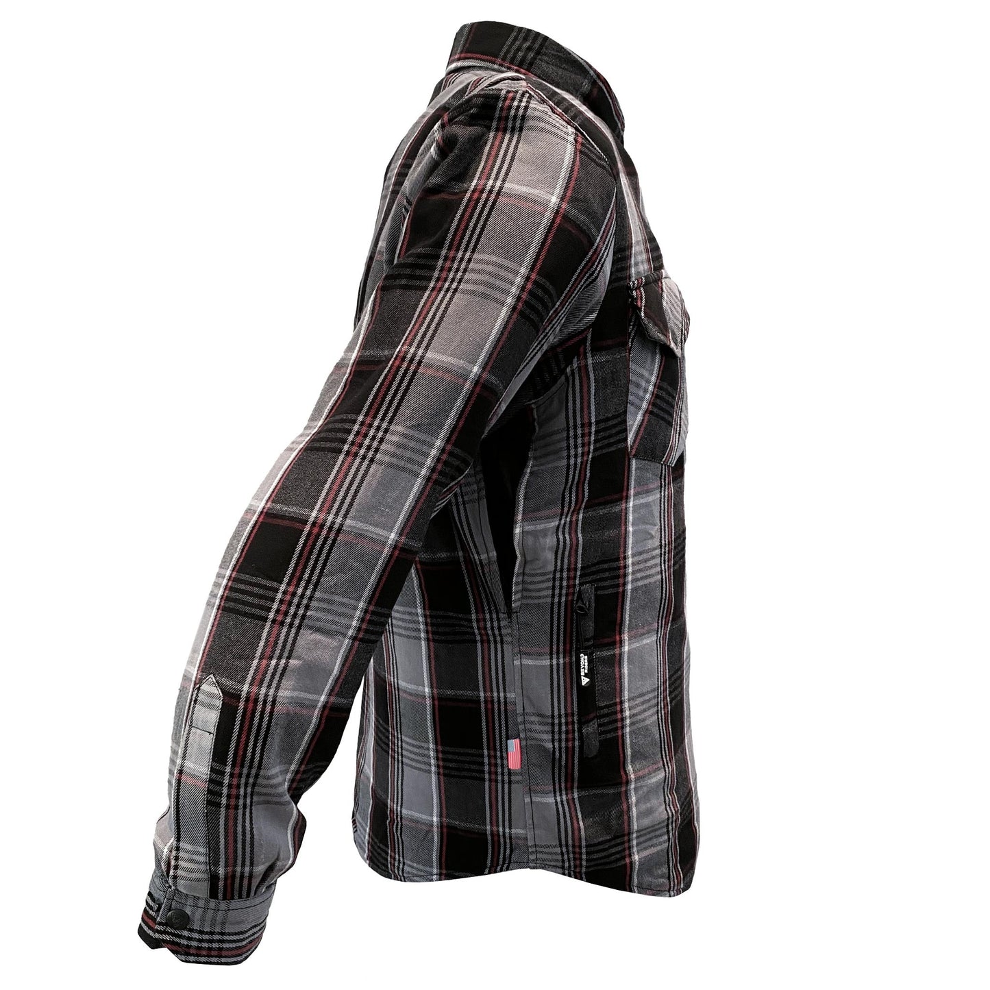 Protective Flannel Shirt For Men - Grey Black Red Checkered