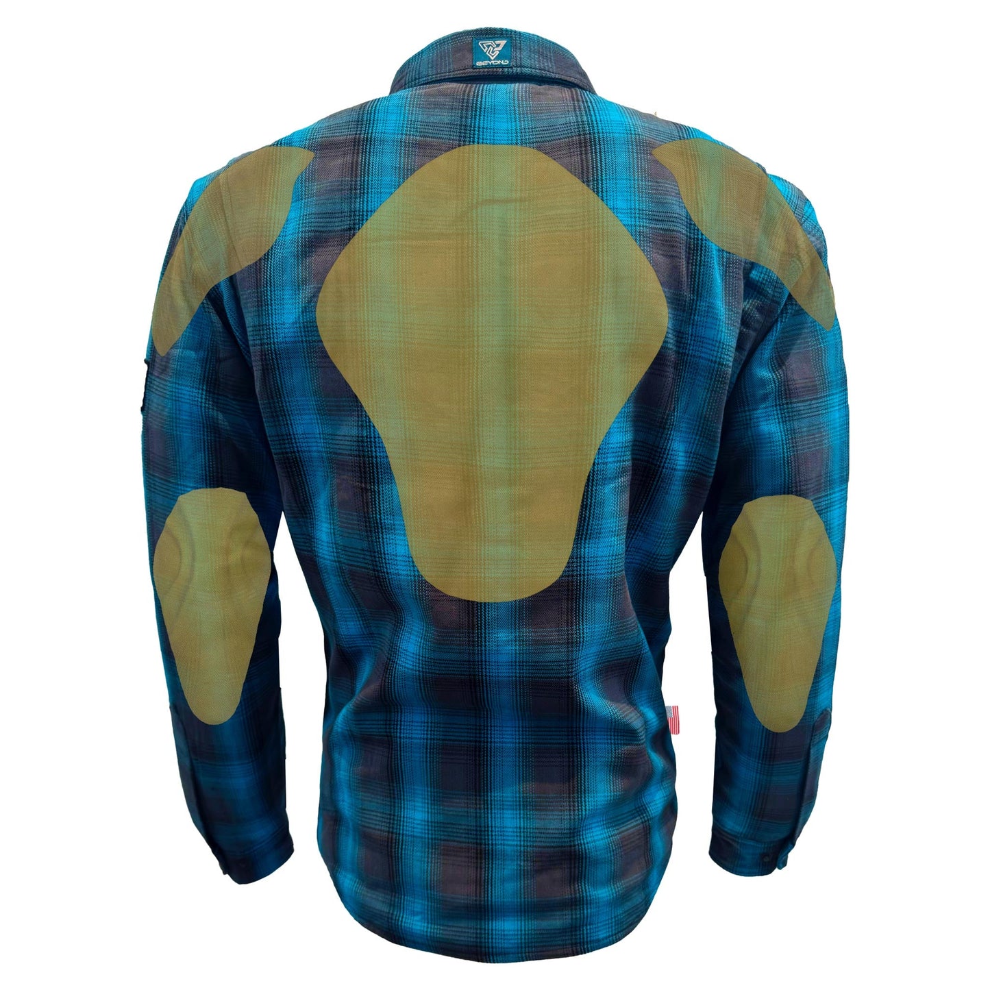 Protective Flannel Shirt For Men - Grey and Aqua Blue Plaid