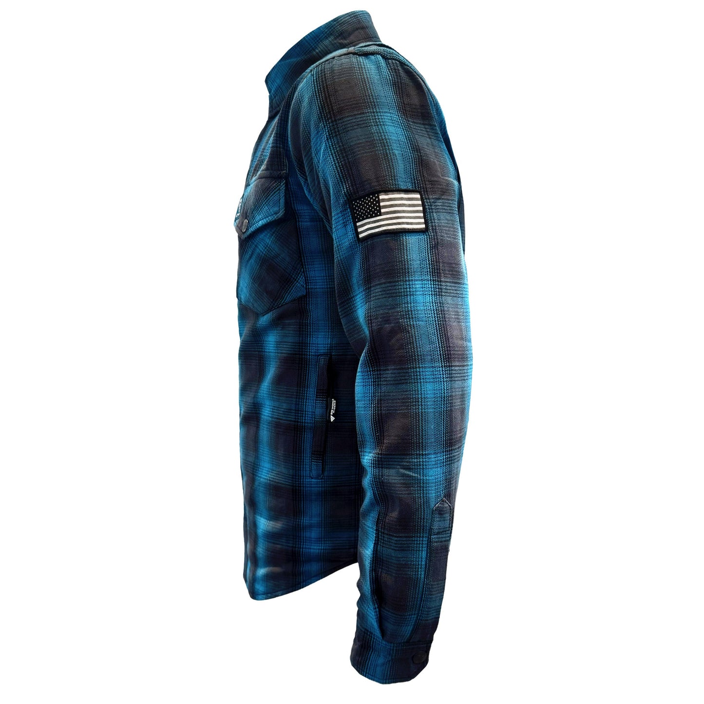 Protective Flannel Shirt For Men - Grey and Aqua Blue Plaid