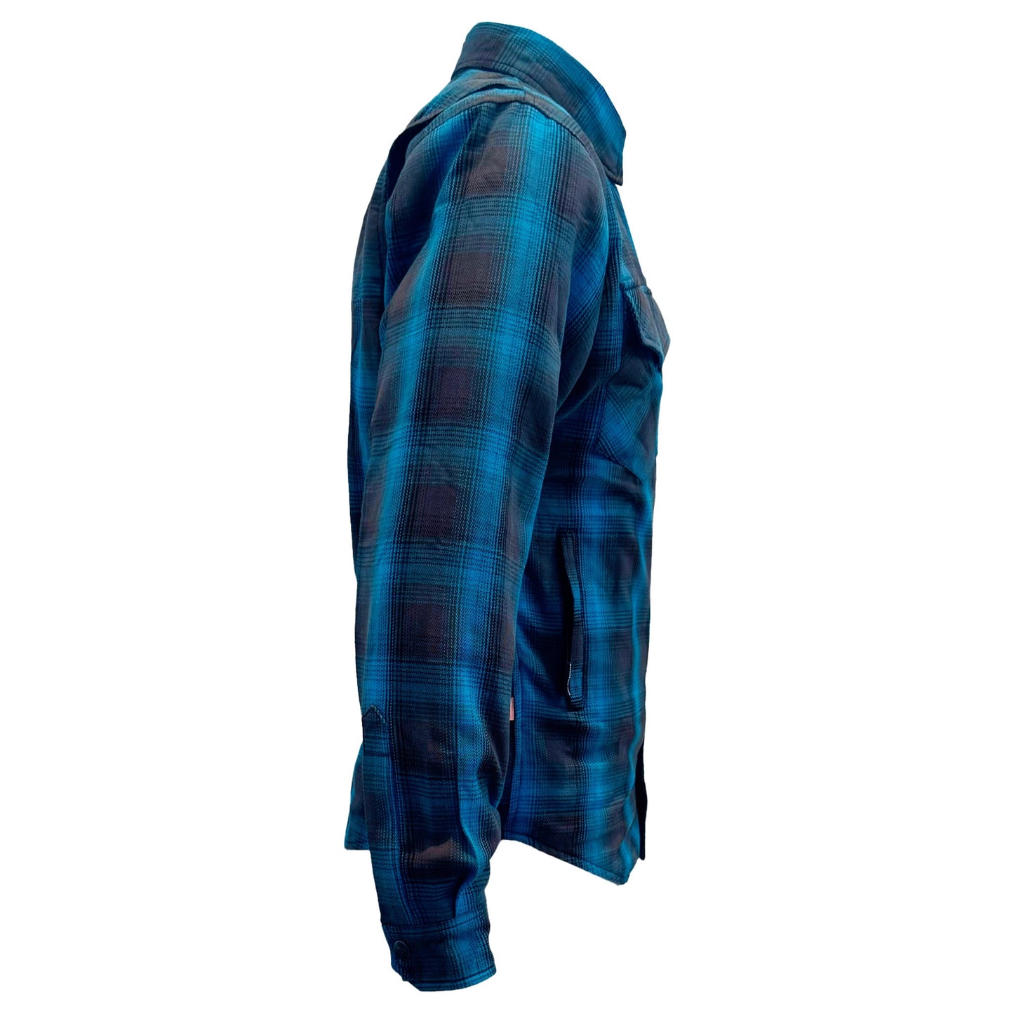 Protective Flannel Shirt For Men - Grey and Aqua Blue Plaid