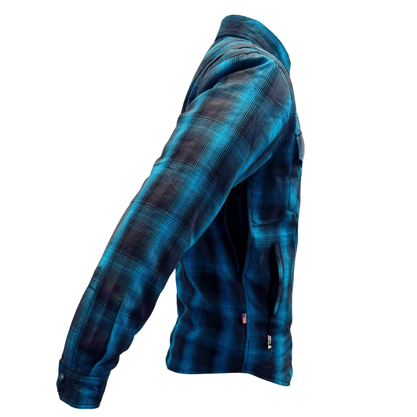 Protective Flannel Shirt For Men - Grey and Aqua Blue Plaid