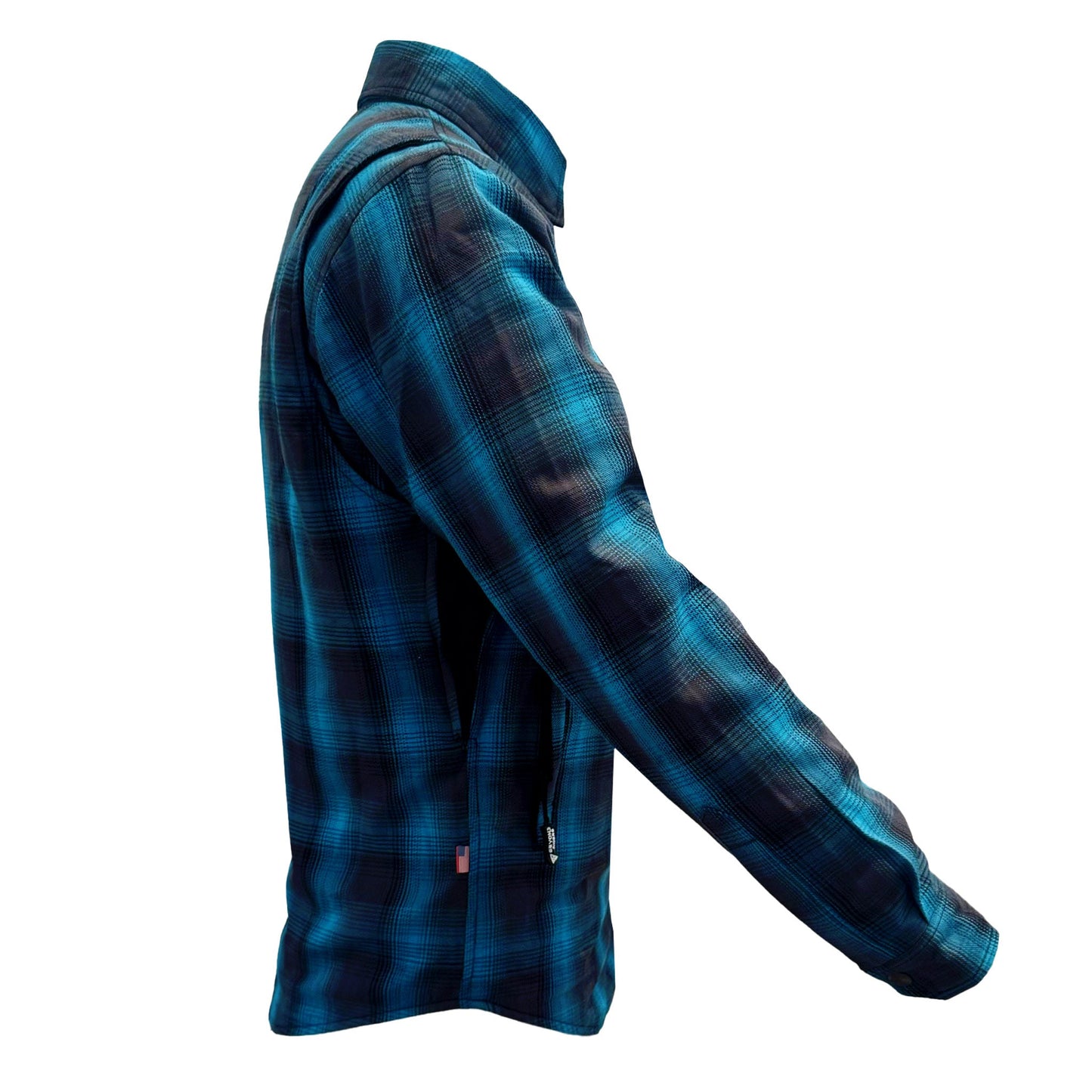 Protective Flannel Shirt For Men - Grey and Aqua Blue Plaid