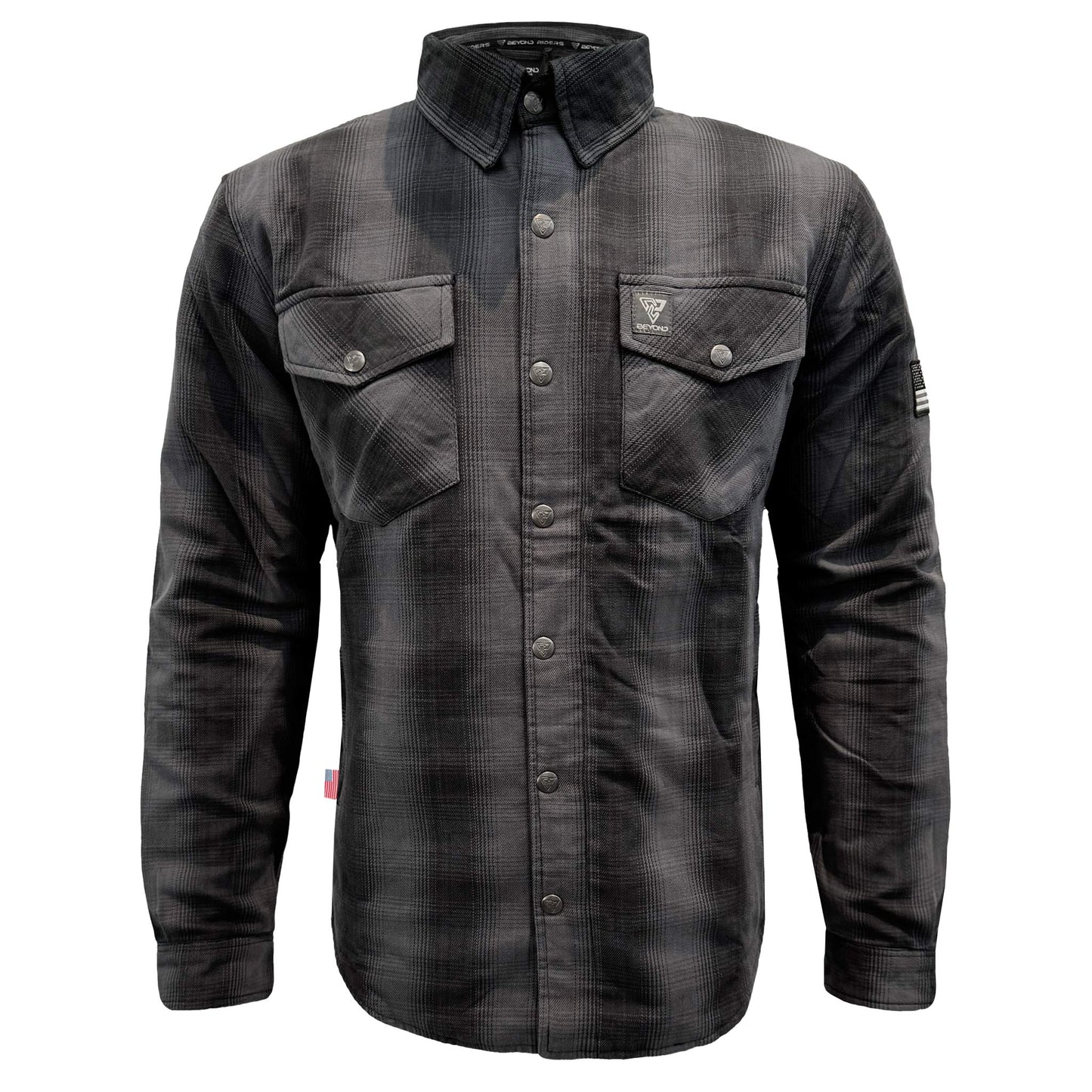 Protective Flannel Shirt For Men - Grey and Black Plaid