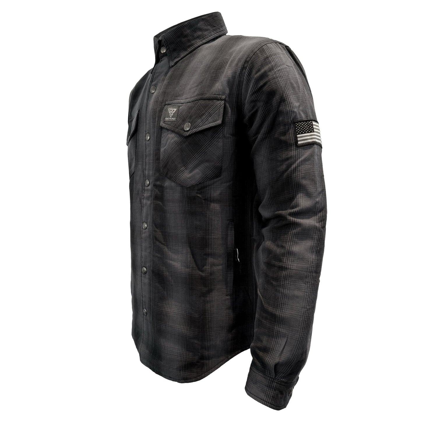 Protective Flannel Shirt For Men - Grey and Black Plaid