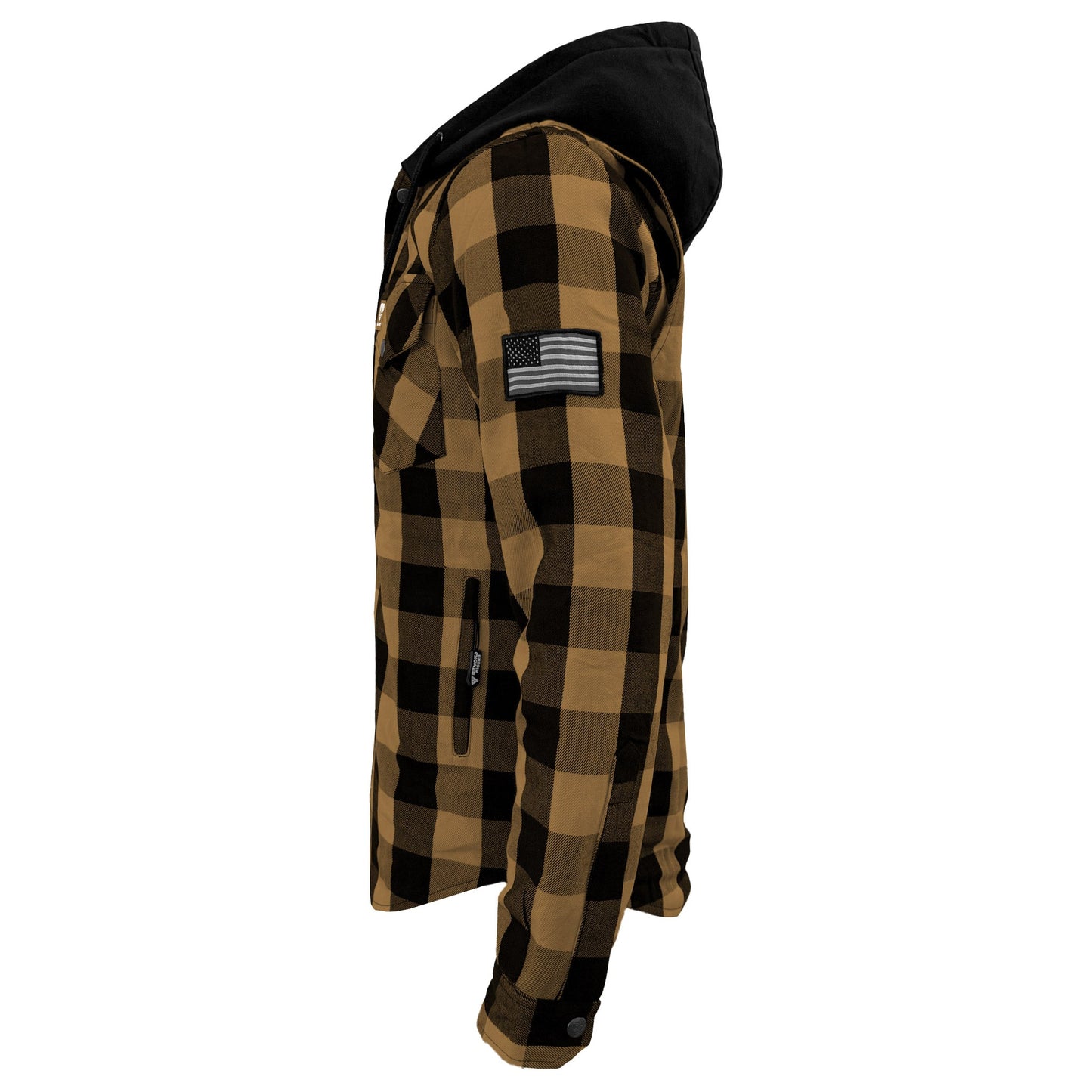 Protective Flannel Hoodie For Men - Camel and Black Checkered