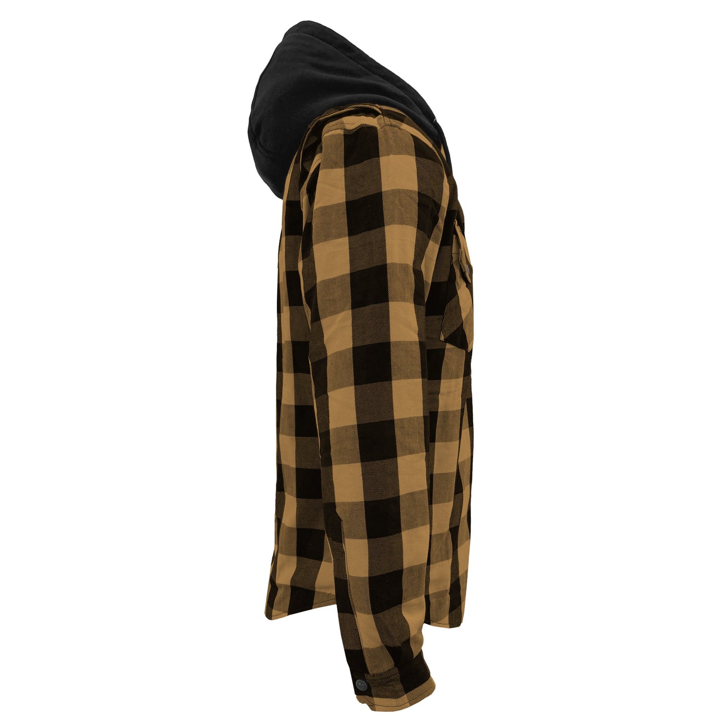 Protective Flannel Hoodie For Men - Camel and Black Checkered