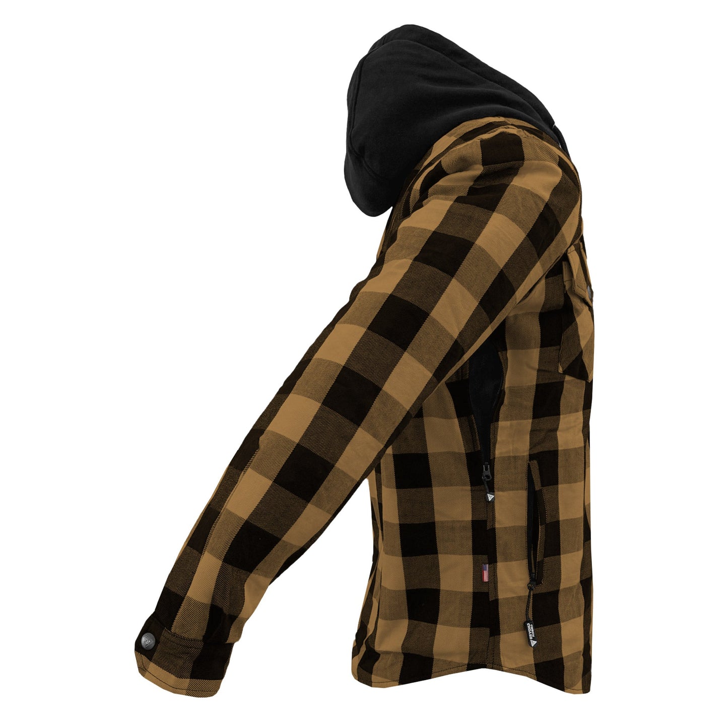 Protective Flannel Hoodie For Men - Camel and Black Checkered