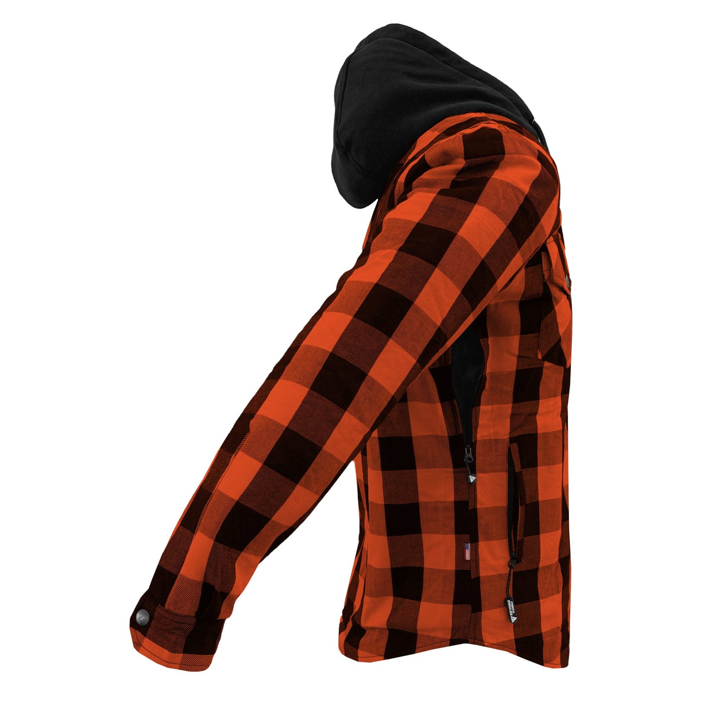 Protective Flannel Hoodie For Men - Orange and Black Checkered