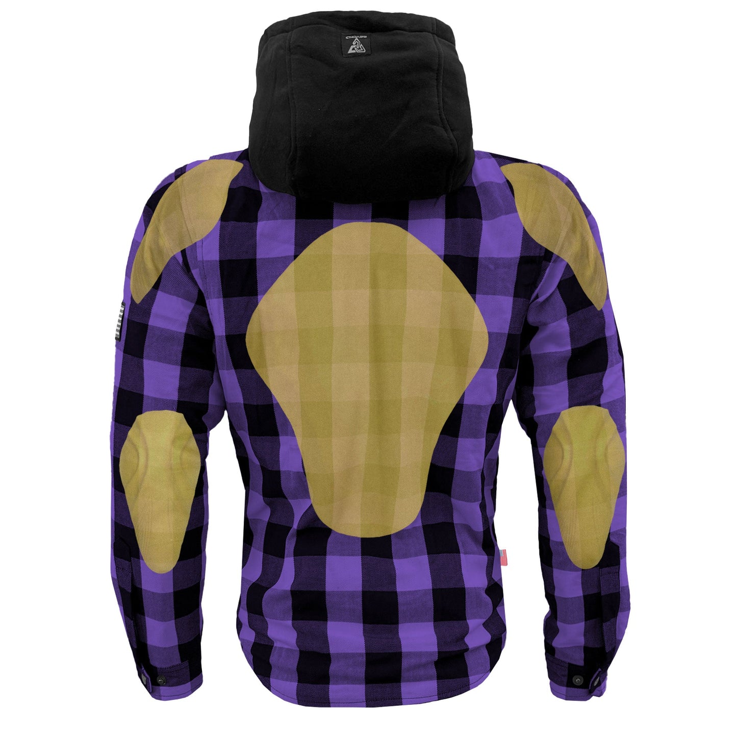 Protective Flannel Hoodie For Men - Purple and Black Checkered