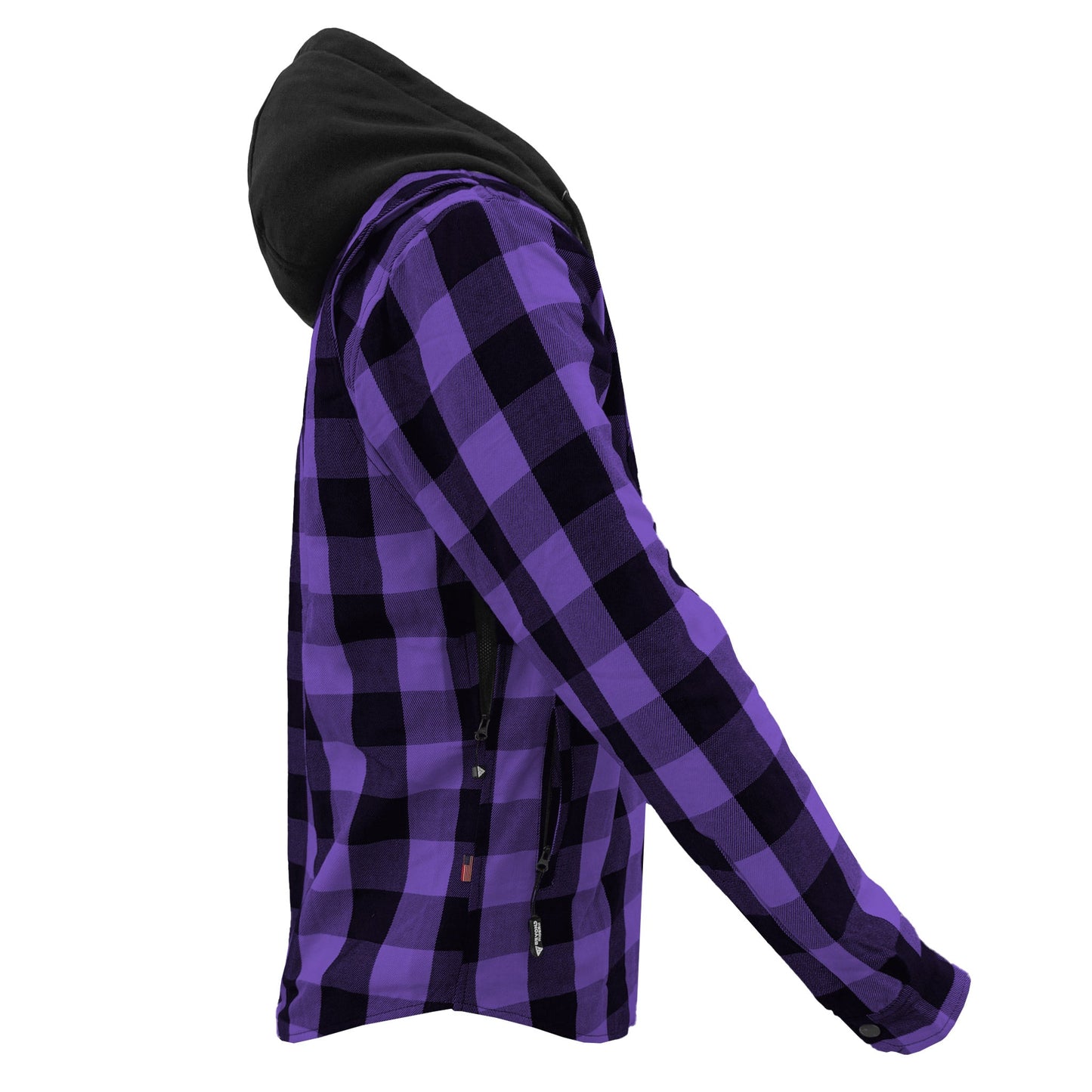 Protective Flannel Hoodie For Men - Purple and Black Checkered