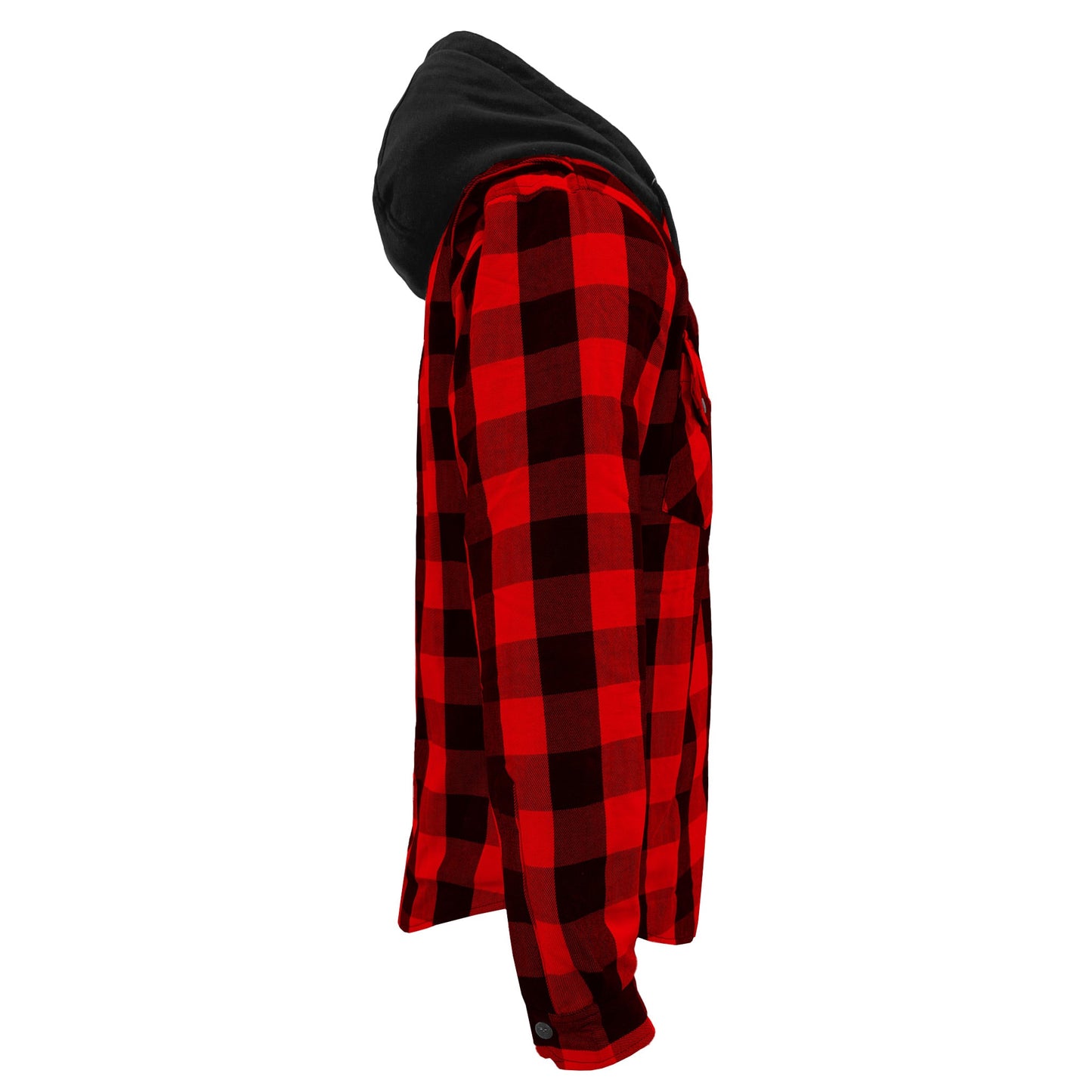 Protective Flannel Hoodie For Men - Red and Black Checkered