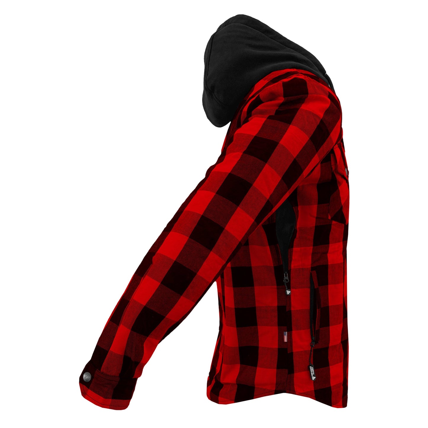 Protective Flannel Hoodie For Men - Red and Black Checkered