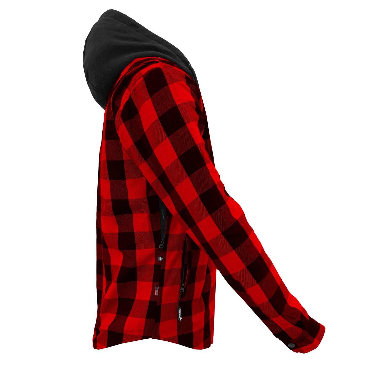 Protective Flannel Hoodie For Men - Red and Black Checkered