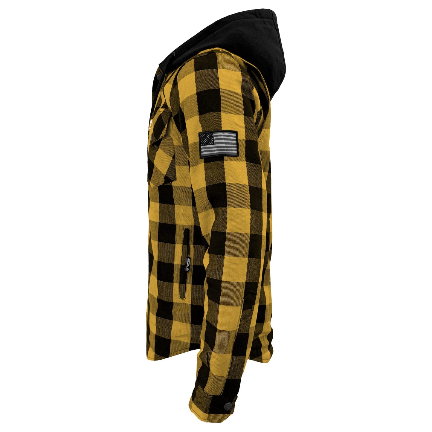 Protective Flannel Hoodie For Men - Yellow and Black Checkered