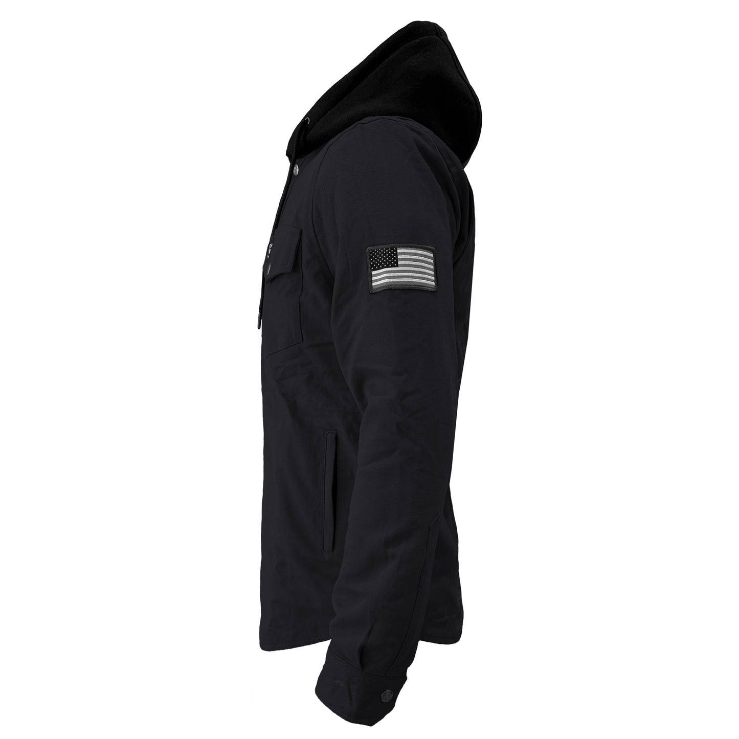 Protective Flannel Hoodie For Men - Black Solid
