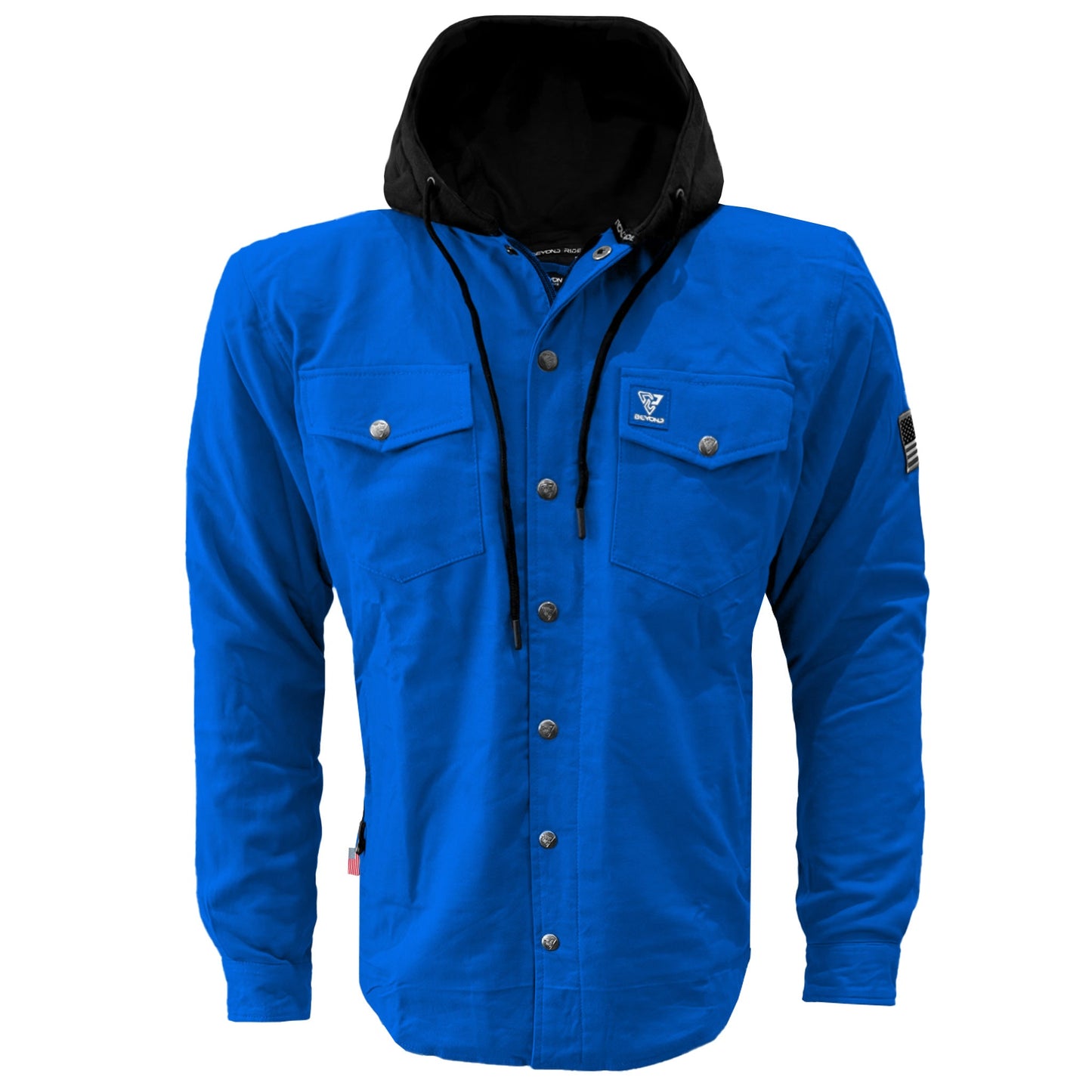 Protective Flannel Hoodie For Men - Blue Solid