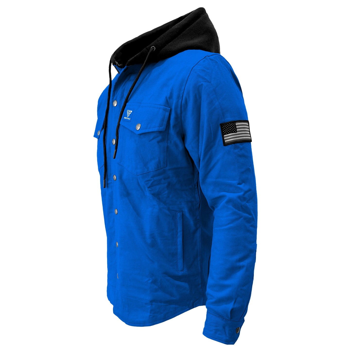 Protective Flannel Hoodie For Men - Blue Solid