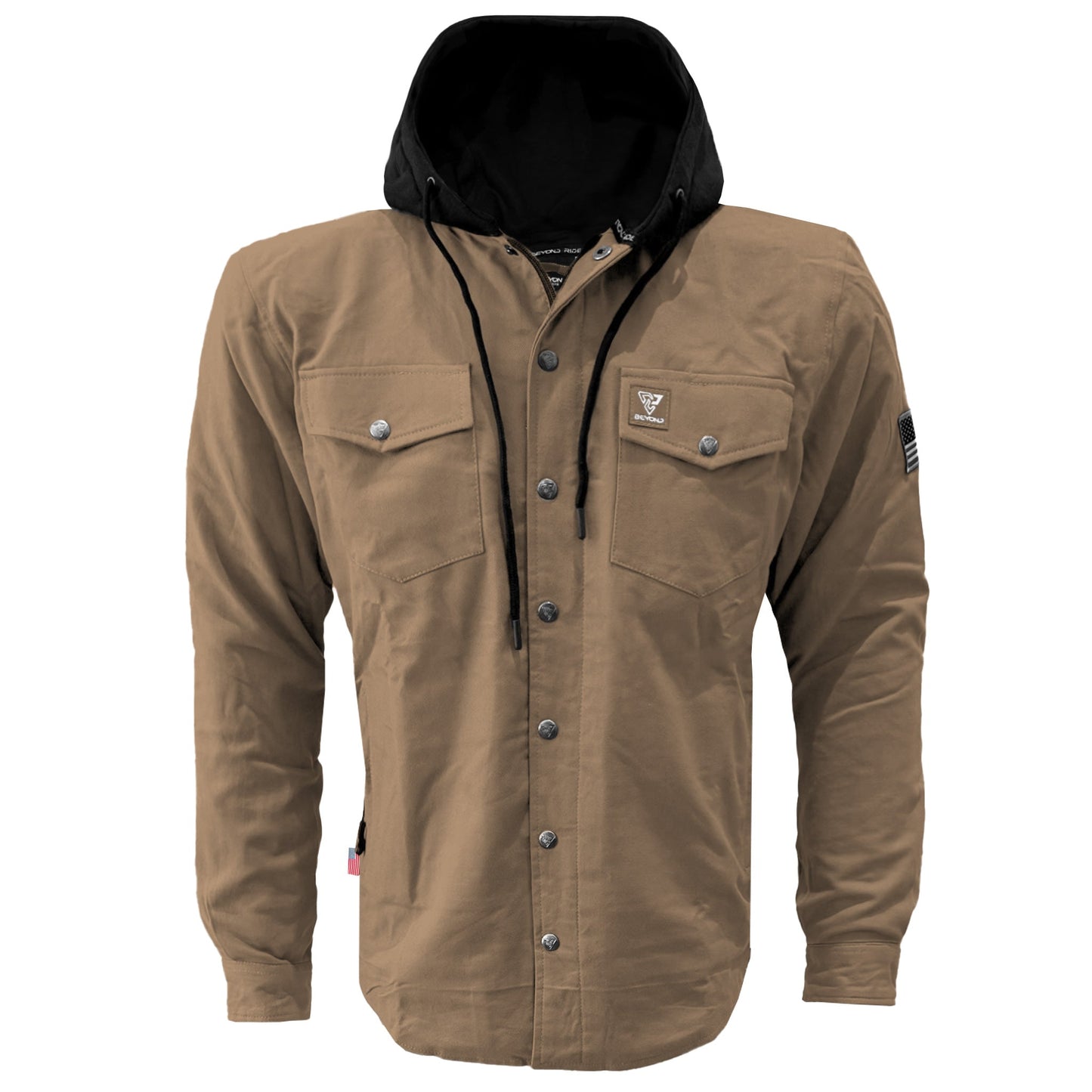Protective Flannel Hoodie For Men - Camel Solid