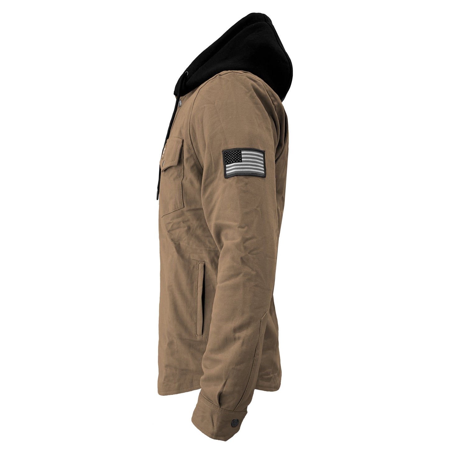 Protective Flannel Hoodie For Men - Camel Solid