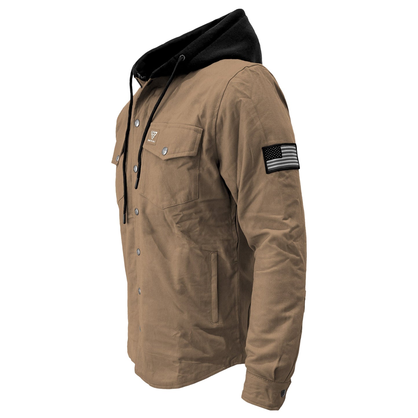 Protective Flannel Hoodie For Men - Camel Solid