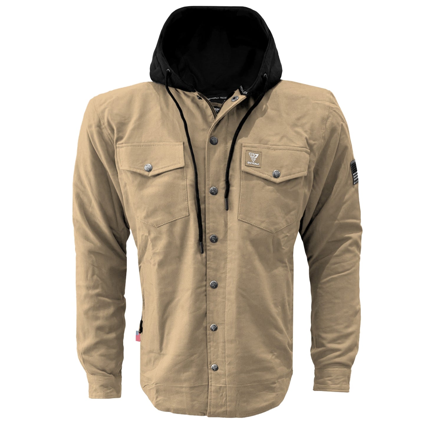 Protective Flannel Hoodie For Men - Khaki Solid