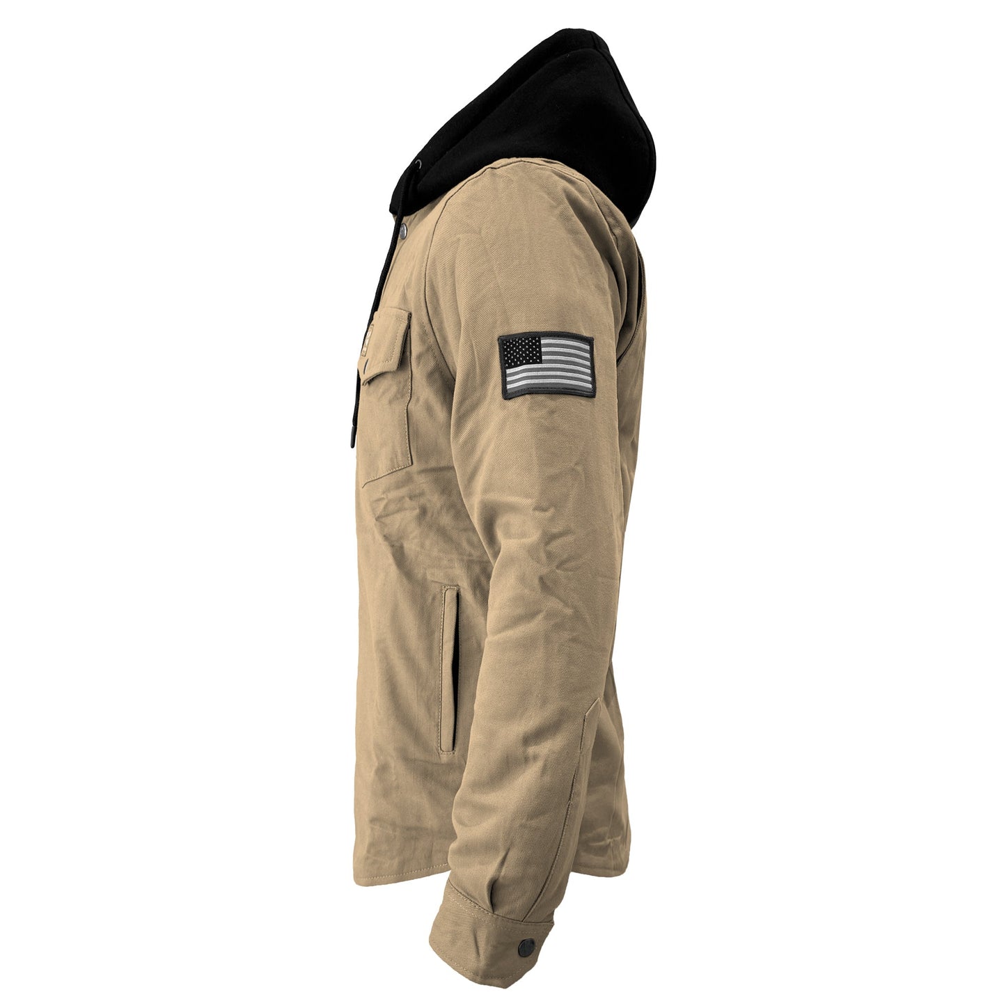 Protective Flannel Hoodie For Men - Khaki Solid
