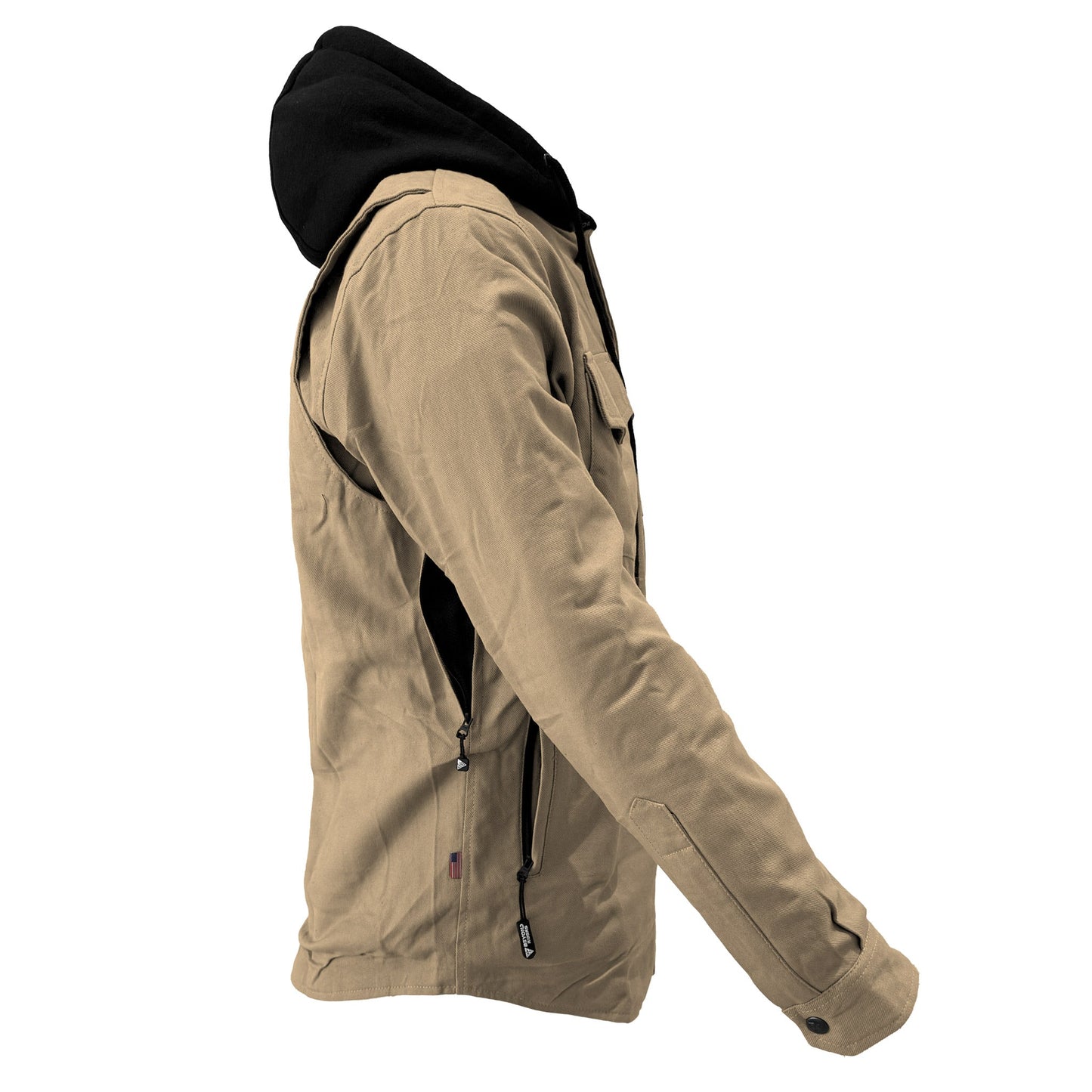 Protective Flannel Hoodie For Men - Khaki Solid