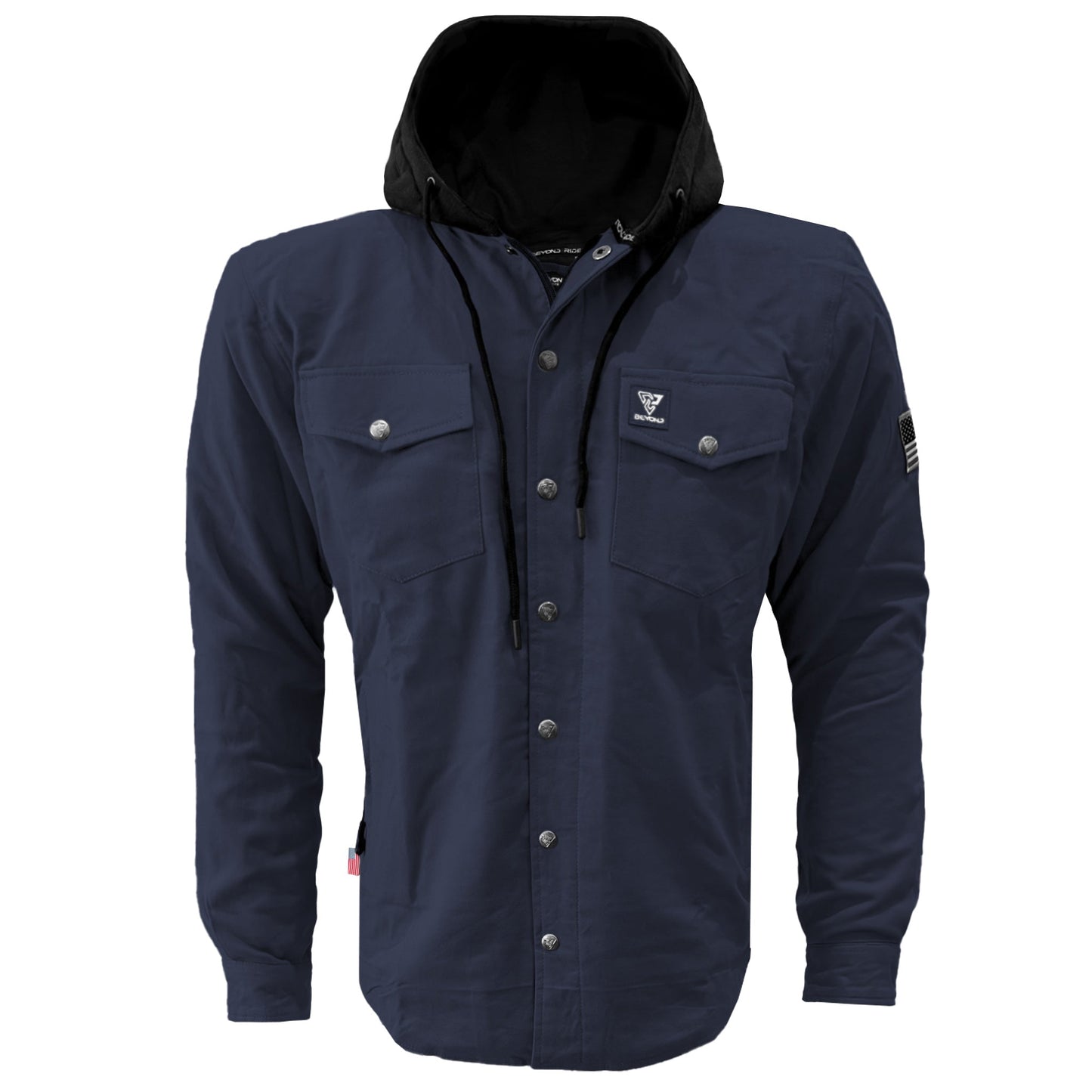 Protective Flannel Hoodie For Men - Navy Blue Solid