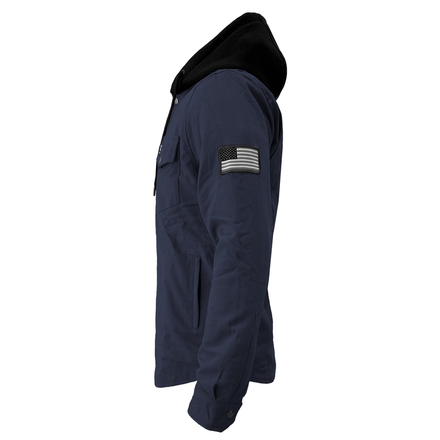 Protective Flannel Hoodie For Men - Navy Blue Solid