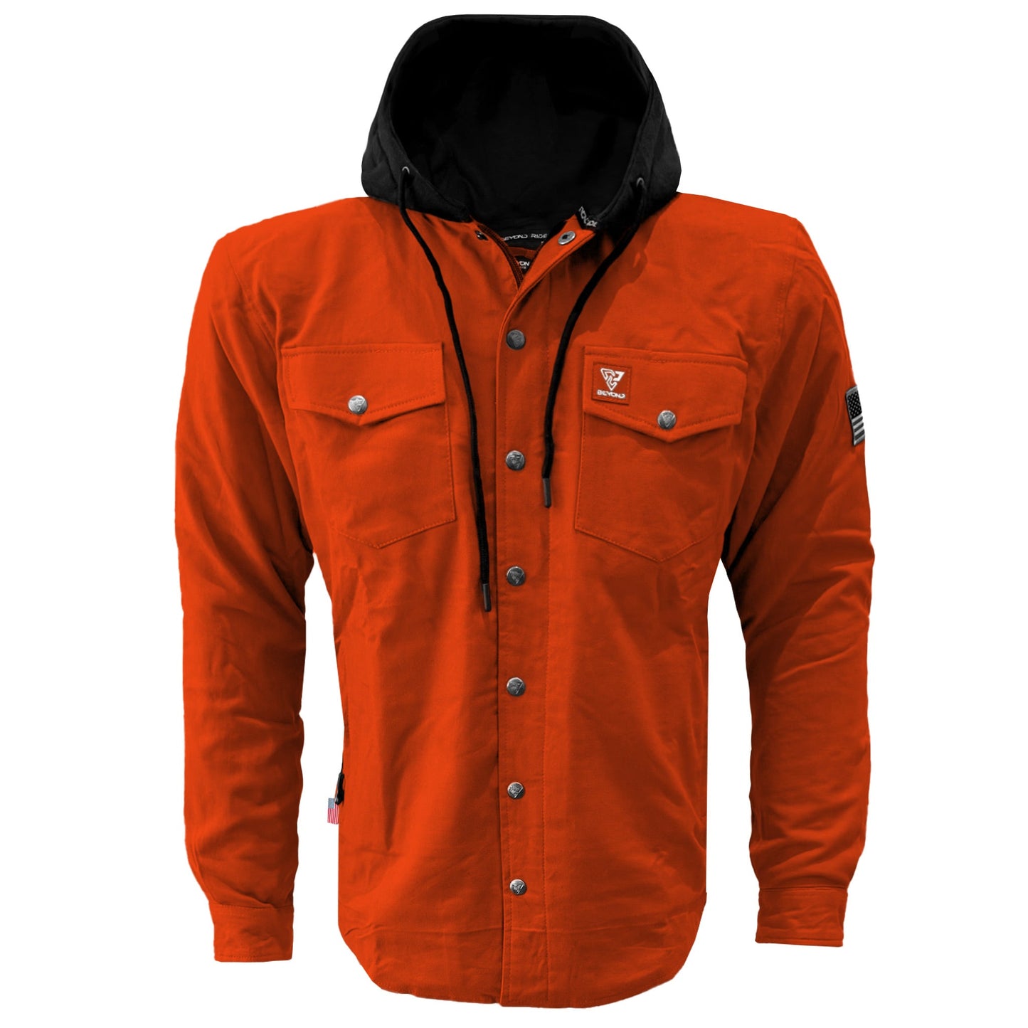 Protective Flannel Hoodie For Men - Orange Solid
