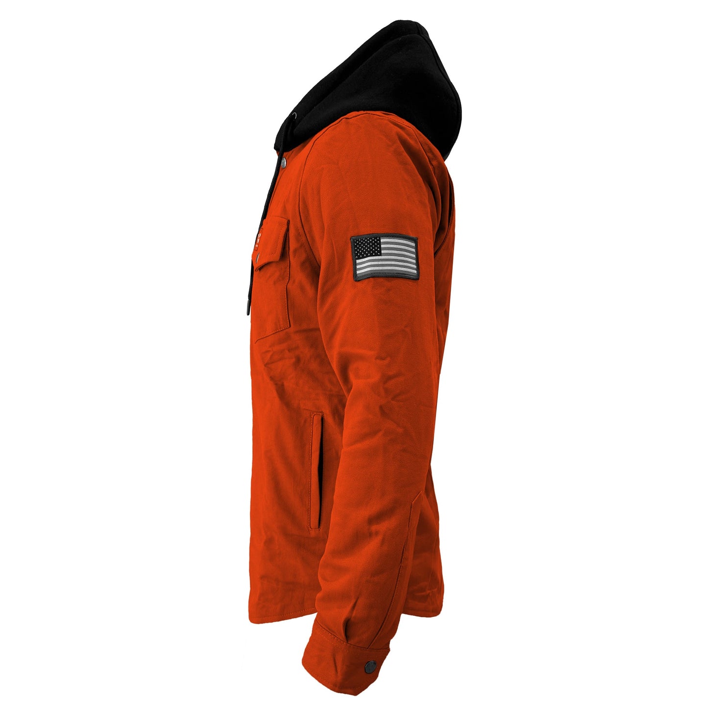 Protective Flannel Hoodie For Men - Orange Solid