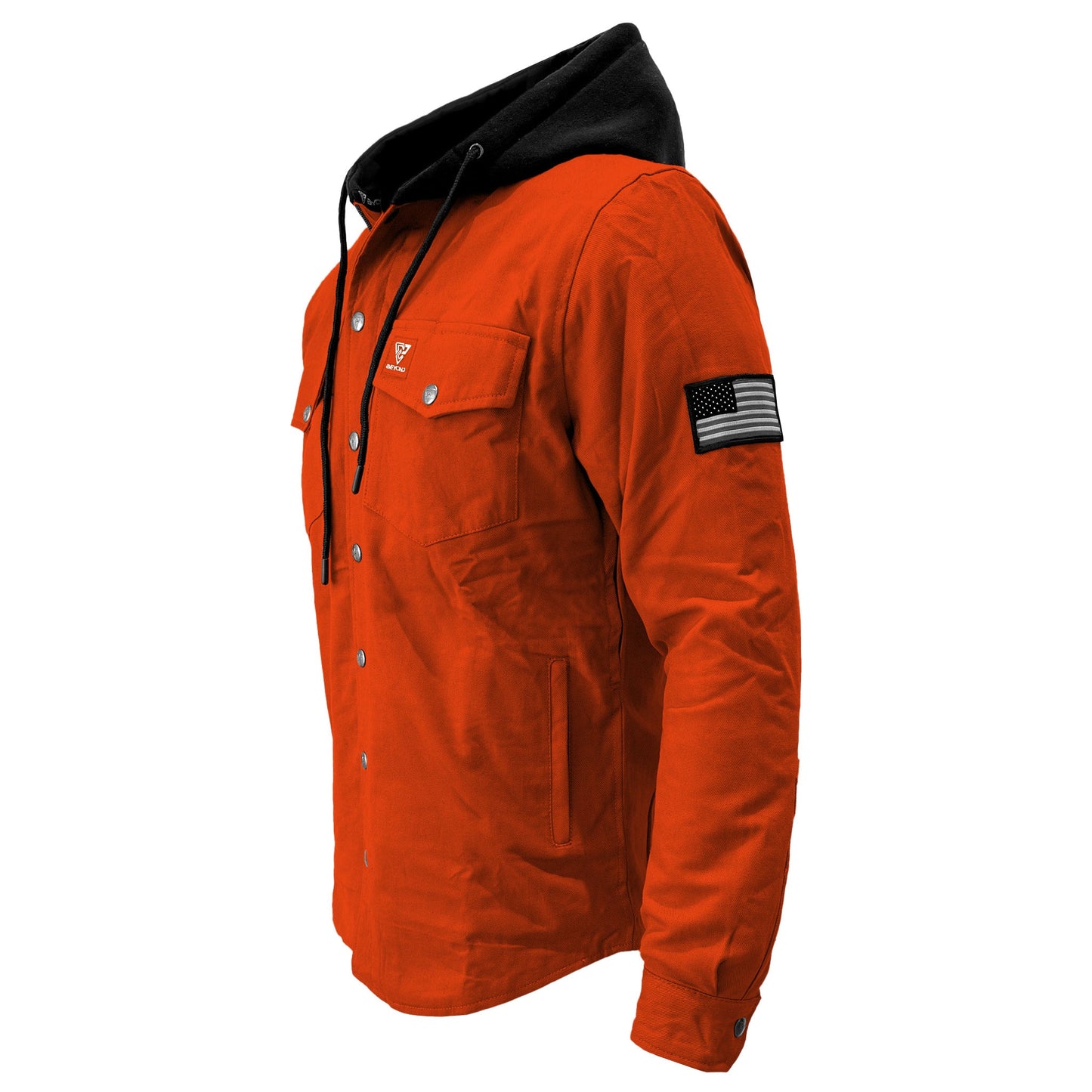 Protective Flannel Hoodie For Men - Orange Solid