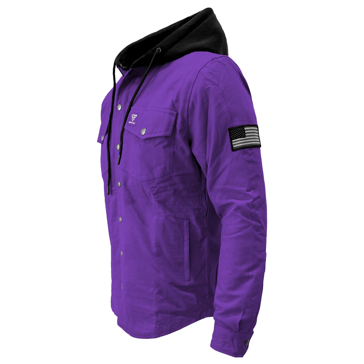 Protective Flannel Hoodie For Men - Purple Solid