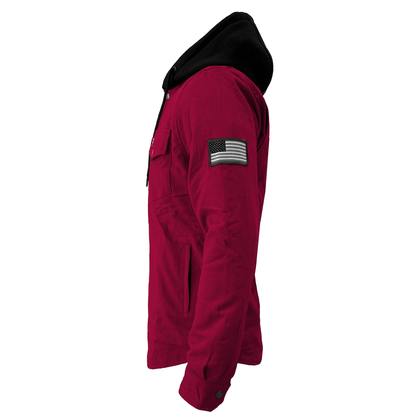 Protective Flannel Hoodie For Men - Red Maroon Solid
