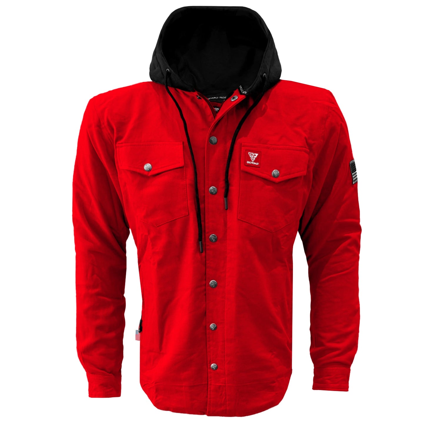 Protective Flannel Hoodie For Men - Red Solid