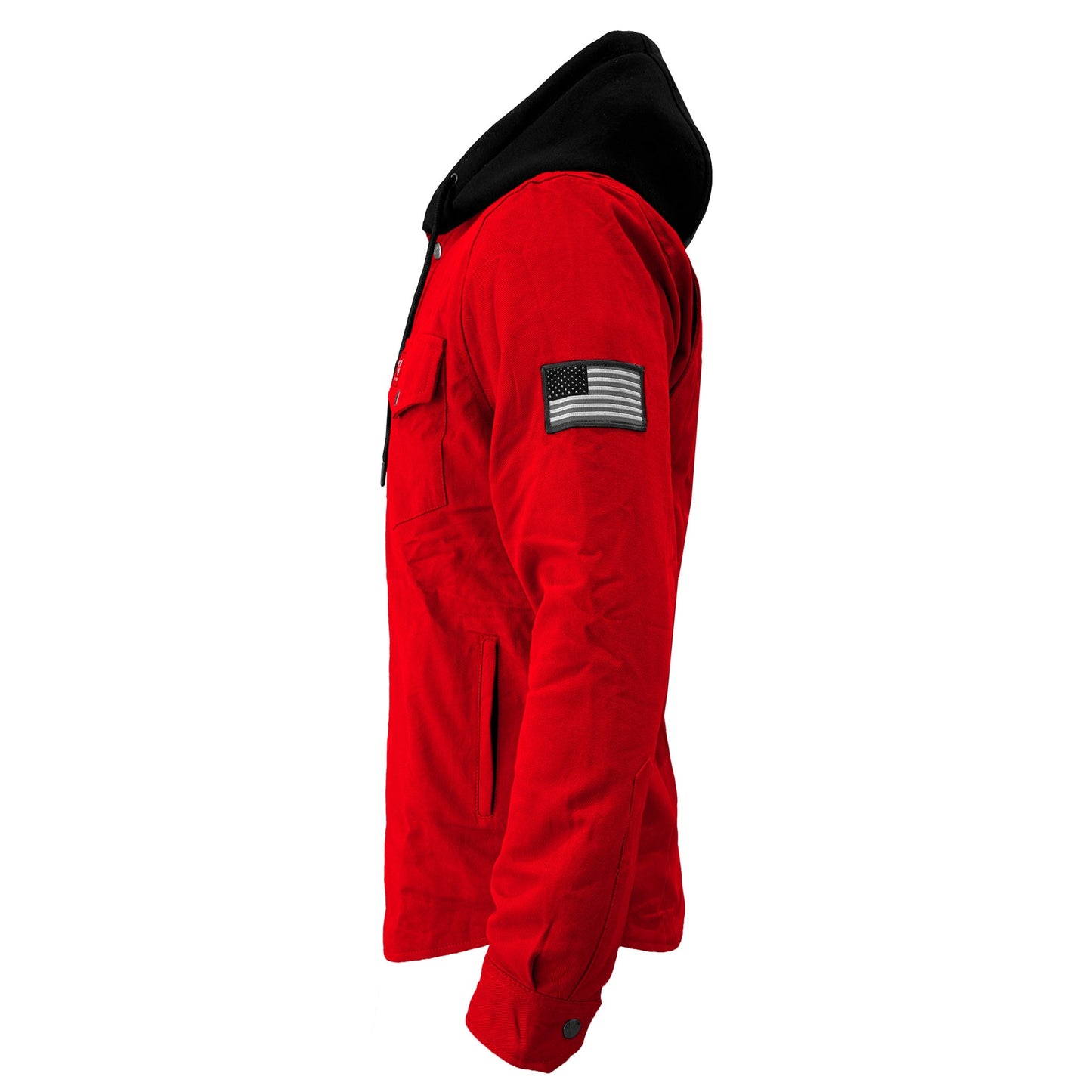 Protective Flannel Hoodie For Men - Red Solid