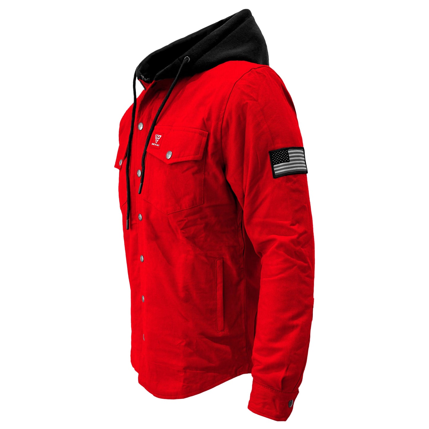 Protective Flannel Hoodie For Men - Red Solid
