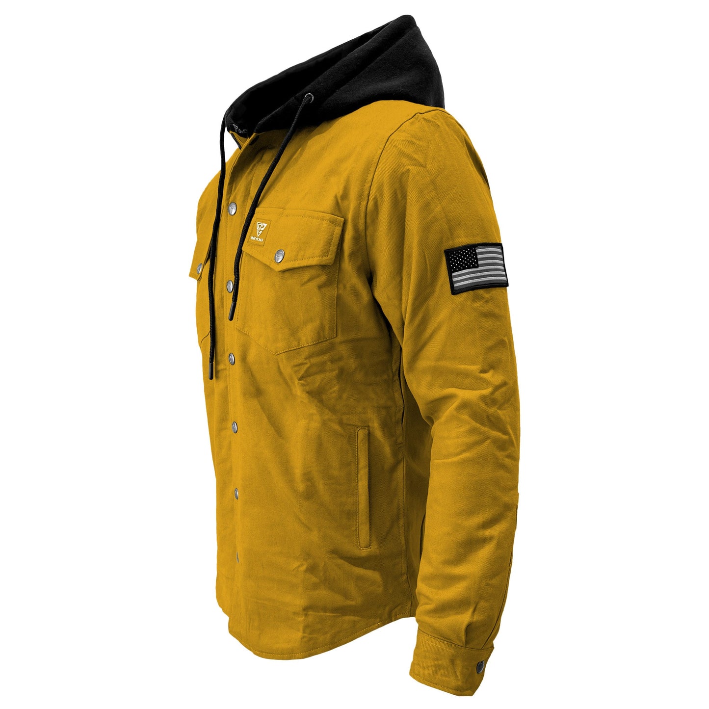 Protective Flannel Hoodie For Men - Yellow Solid