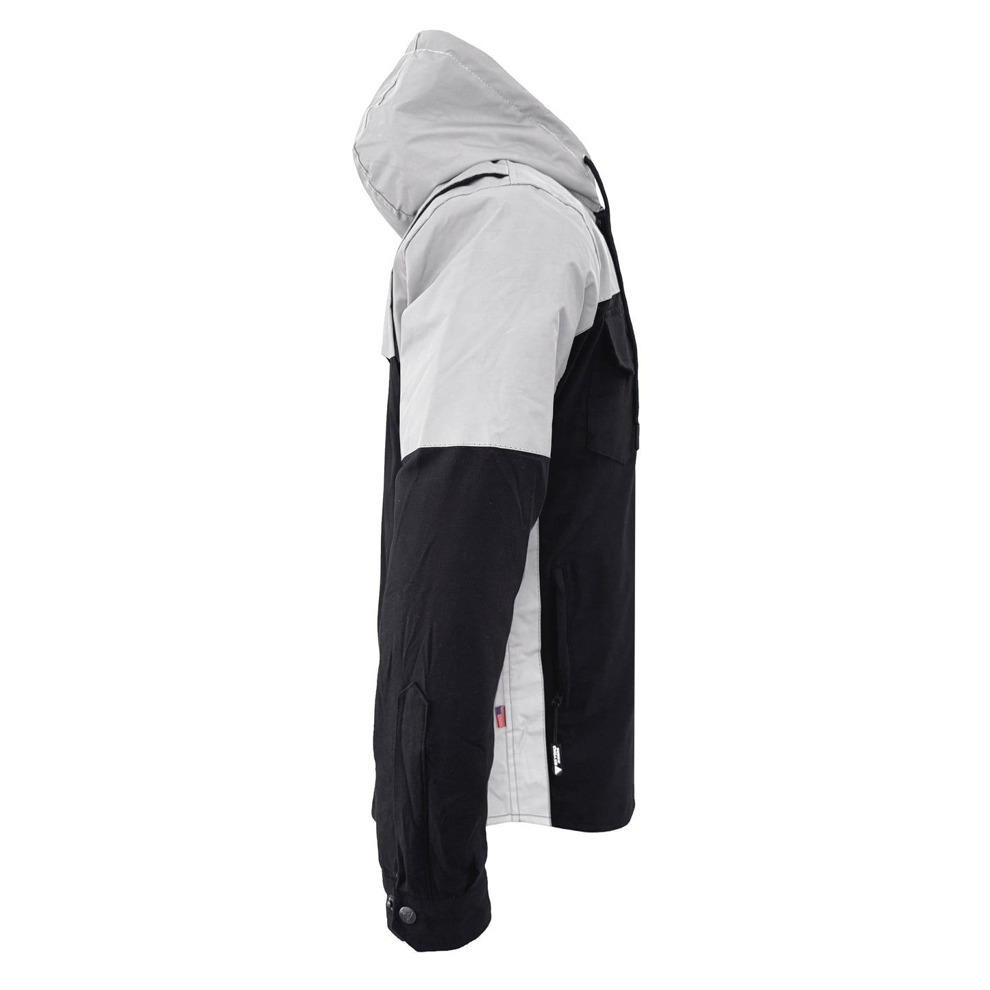 Protective Reflective Flannel Hoodie "Alloy Eclipse" For Men - Black and Silver with Pads
