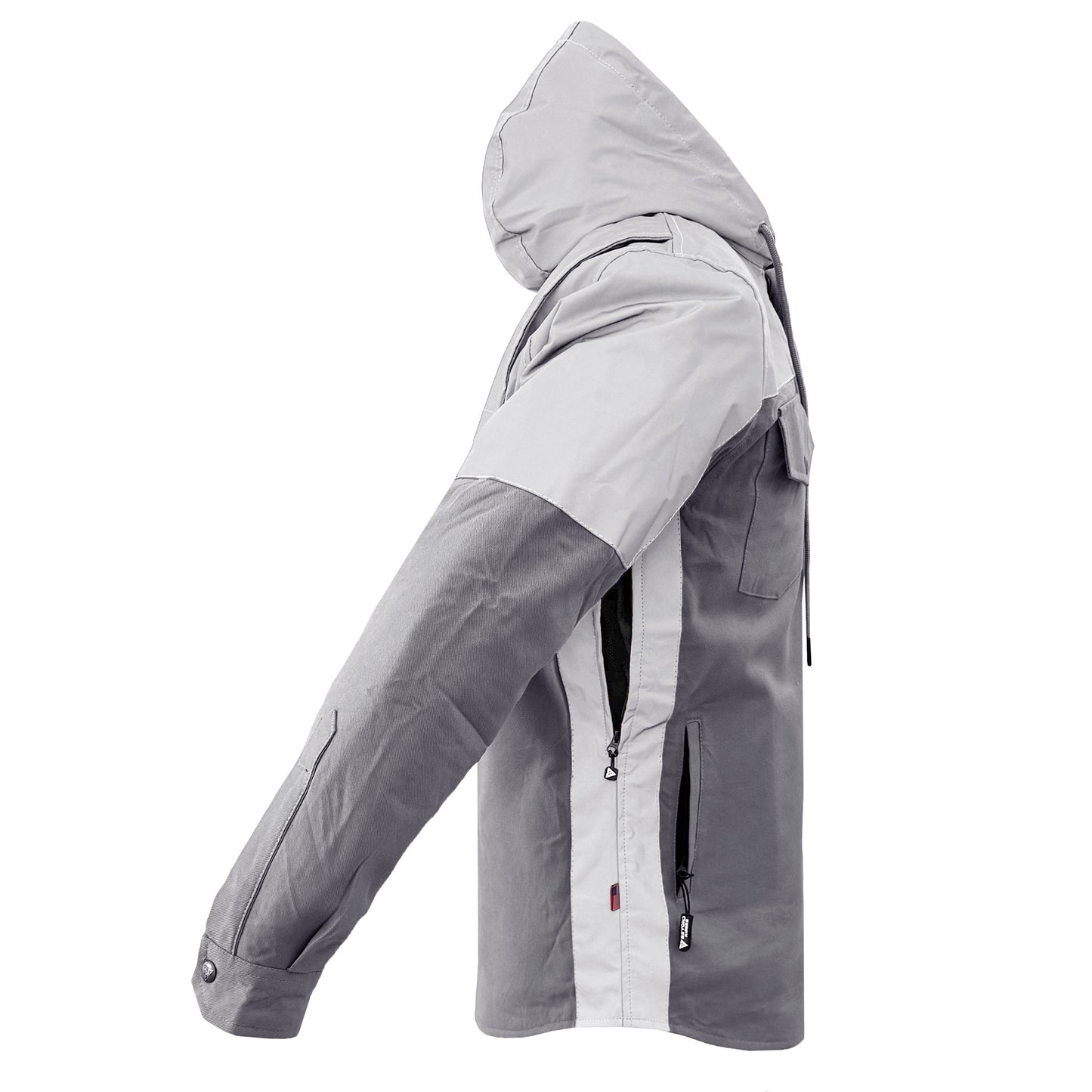 Protective Reflective Flannel Hoodie "Twilight Titanium" For Men - Grey and Silver