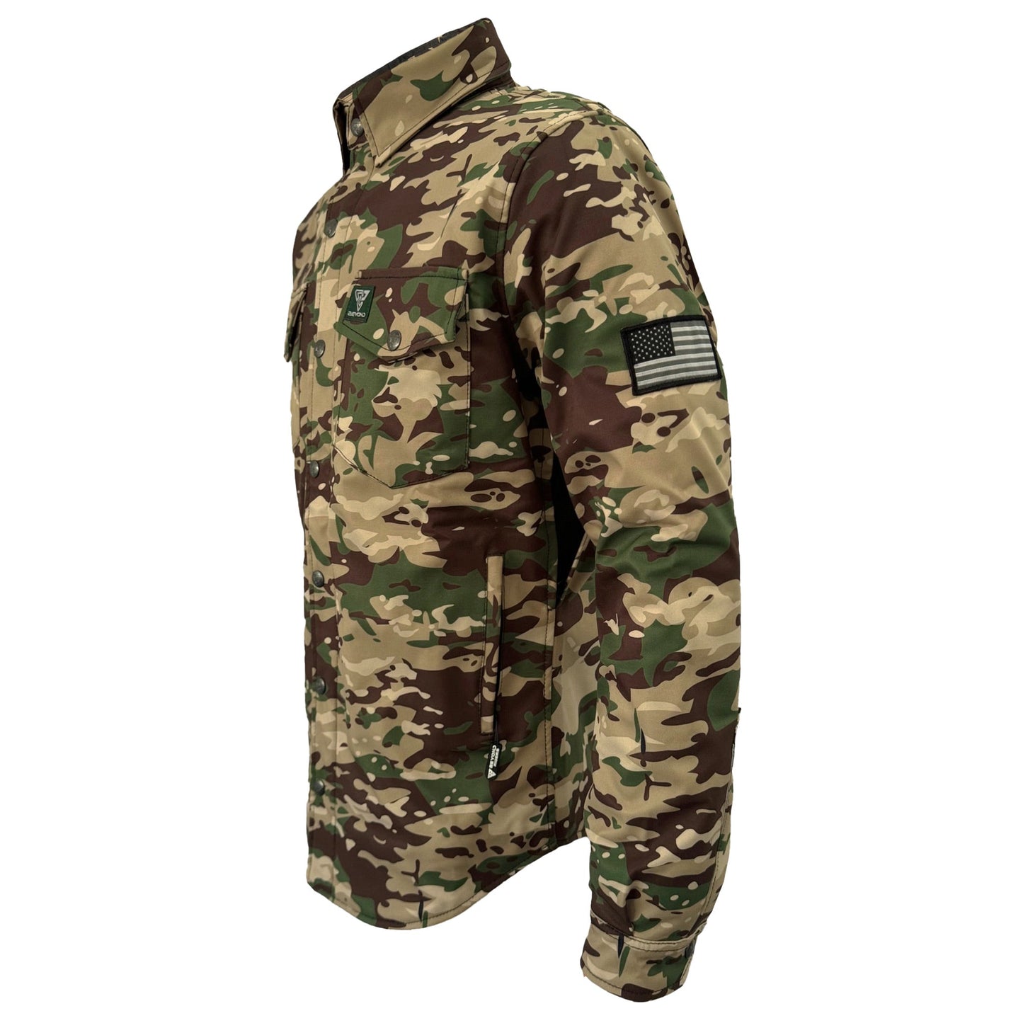 Protective SoftShell Winter Jacket for Men - Camouflage Delta Four with Pads